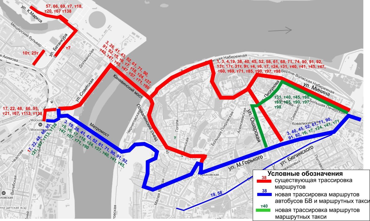 Карта маршрутов городского транспорта нижнего новгорода