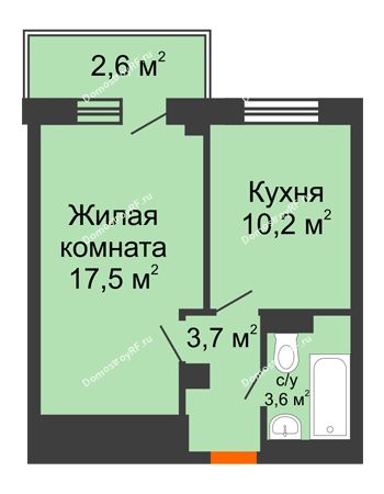 1 комнатная квартира 36,7 м² - ЖД Подзолкова