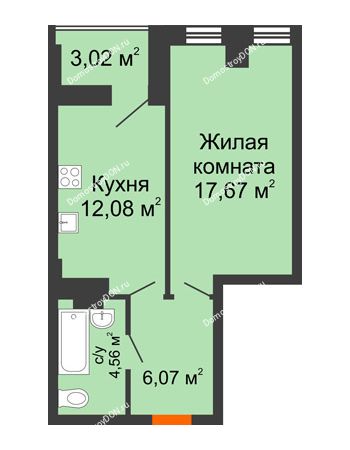 1 комнатная квартира 43,1 м² - ЖК Штахановского
