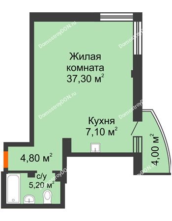 1 комнатная квартира 55,6 м² - ЖК Южная Башня