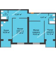3 комнатная квартира 97,14 м², ЖК Зеленый квартал 2 - планировка