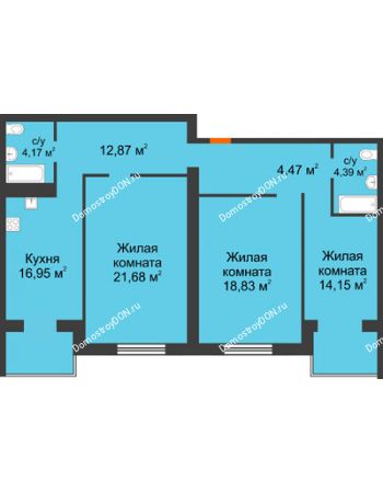 3 комнатная квартира 97,14 м² - ЖК Зеленый квартал 2