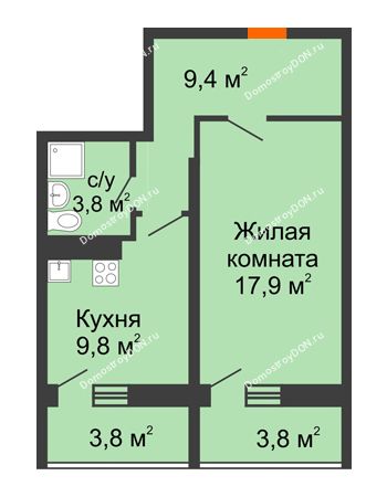 1 комнатная квартира 45 м² в ЖК Звезда Столицы, дом Литер 8