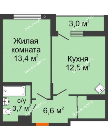 1 комнатная квартира 39,31 м² в Макрорайон Амград, дом № 4