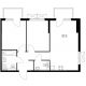 2 комнатная квартира 57,3 м² в ЖК Савин парк, дом корпус 1 - планировка