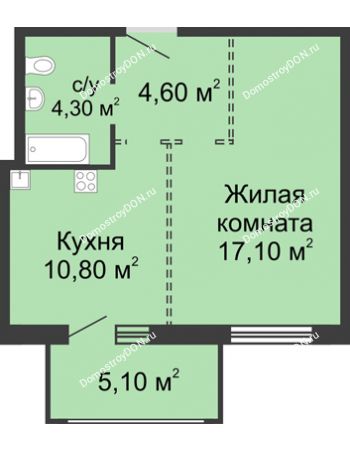 1 комнатная квартира 38,3 м² в ЖК 5 Элемент (Пятый Элемент), дом Корпус 5-1.1