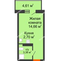 Студия 21,49 м² в ЖК Свобода, дом №2 - планировка