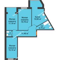 3 комнатная квартира 92,79 м² в ЖК Бунина парк, дом 3 этап, блок-секция 3 С - планировка
