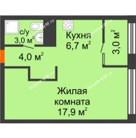 Студия 33 м² в Квартал Новин, дом 6 очередь ГП-6 - планировка