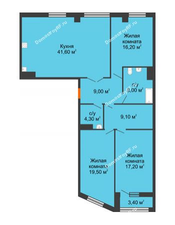 3 комнатная квартира 125,3 м² - ЖК ROLE CLEF