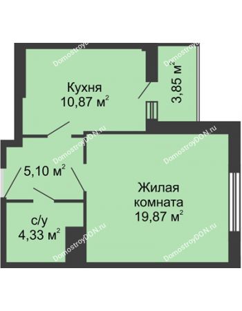 1 комнатная квартира 42,1 м² в ЖК Центральный, дом Литер 2