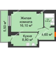 1 комнатная квартира 35,01 м² в ЖК Сокол Градъ, дом Литер 3 - планировка