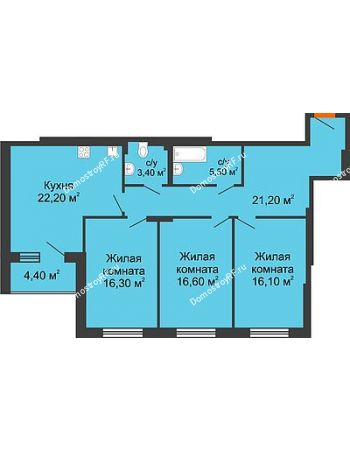 3 комнатная квартира 103,5 м² - КД Renessanse (Ренессанс)