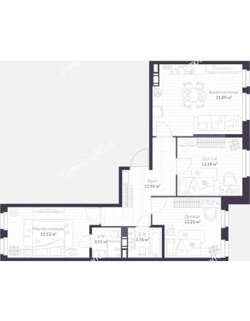 3 комнатная квартира 82,8 м² в ЖК Veren Next Шуваловский, дом 9