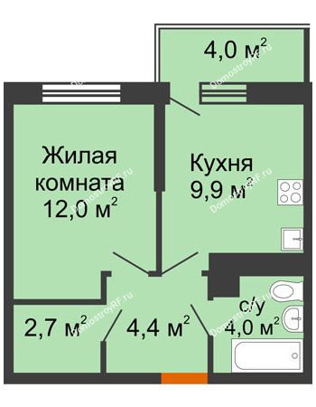 1 комнатная квартира 34,2 м² в ЖК Отражение, дом Литер 2.2