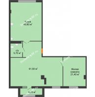 1 комнатная квартира 131,15 м², ЖК ROLE CLEF - планировка