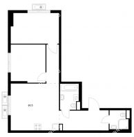 2 комнатная квартира 60,5 м² в ЖК Савин парк, дом корпус 7 - планировка