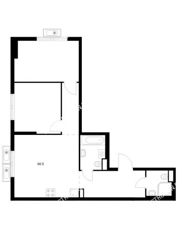2 комнатная квартира 60,5 м² в ЖК Савин парк, дом корпус 7
