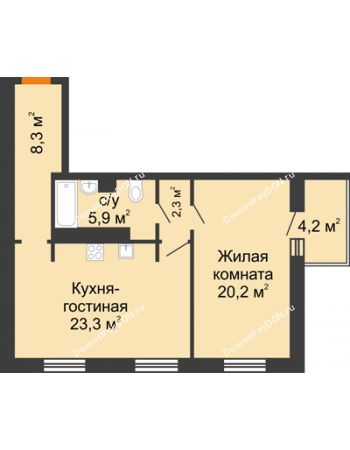 2 комнатная квартира 62,1 м² - ЖК Дом на 17-й Линии, 3
