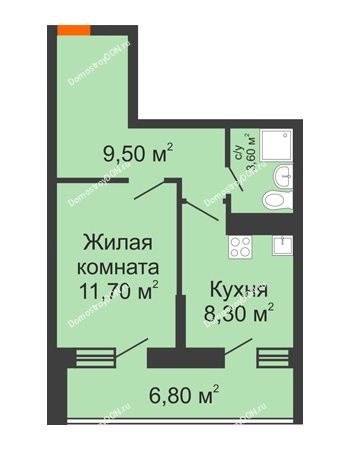 1 комнатная квартира 36,2 м² в ЖК Звезда Столицы, дом литер 6