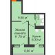 1 комнатная квартира 36,2 м² в ЖК Звезда Столицы, дом Литер 7 - планировка