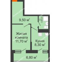 1 комнатная квартира 36,2 м² в ЖК Звезда Столицы, дом литер 6 - планировка