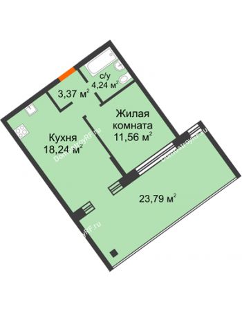 1 комнатная квартира 37,56 м² в Микрорайон Звездный, дом ГП-1 (Дом "Меркурий")