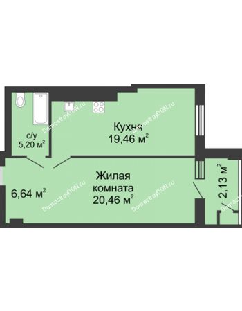 1 комнатная квартира 54,35 м² - ЖК Rems Residence (Ремс Резиденс)