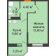 1 комнатная квартира 34,7 м² в ЖК Олимпийский, дом Литер 2 - планировка
