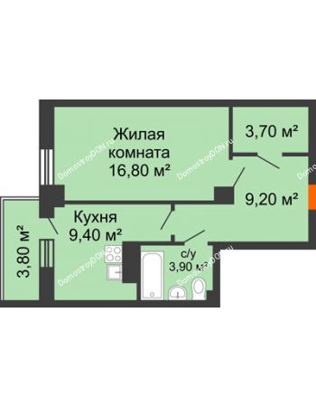 1 комнатная квартира 44,3 м² в ЖК Сокол Градъ, дом Литер 3