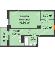 1 комнатная квартира 44,3 м² в ЖК Сокол Градъ, дом Литер 3 - планировка