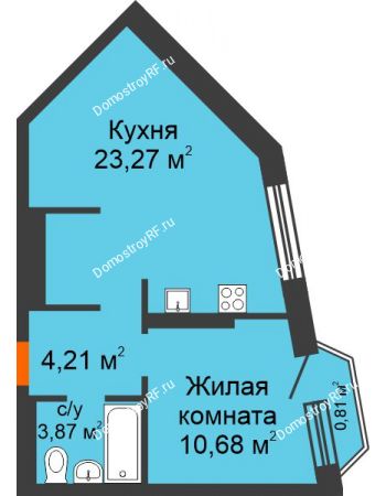 1 комнатная квартира 42,84 м² в ЖК Скандиа. Квартал в Комарово, дом Этап 1