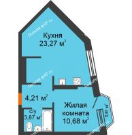 1 комнатная квартира 42,84 м² в ЖК Скандиа. Квартал в Комарово, дом Этап 1 - планировка
