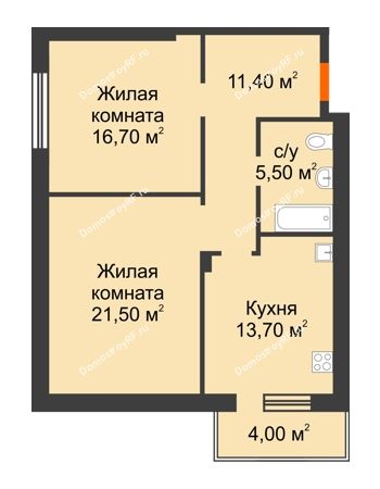 2 комнатная квартира 70 м² - Жилой дом по ул. Им. Семашко
