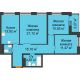3 комнатная квартира 80,46 м² в ЖК Бунин, дом 1 этап, секции 11,12,13,14 - планировка