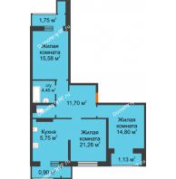 3 комнатная квартира 81,85 м² в ЖК Стрижи, дом Литер 3 - планировка