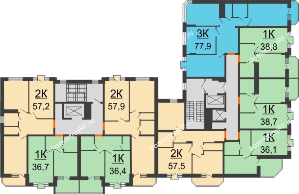 Планировка 2 этажа в доме 5 этап (секция 9-10) в ЖК Трамвай желаний