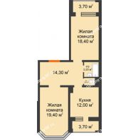 2 комнатная квартира 72,3 м², ЖК Приоритет - планировка