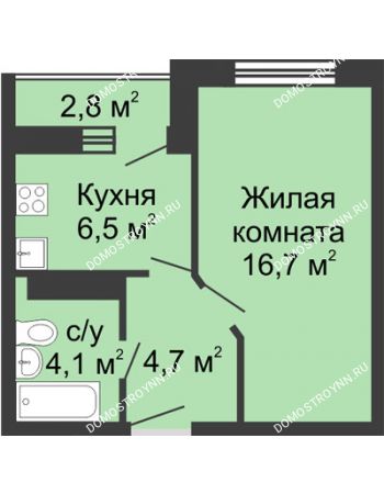 1 комнатная квартира 32 м² в ЖК ЮГ, дом № 20