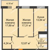 2 комнатная квартира 71,75 м² в ЖК Сокол на Оганова, дом Литер 1 - планировка