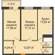2 комнатная квартира 71,75 м² в ЖК Сокол на Оганова, дом Литер 1 - планировка