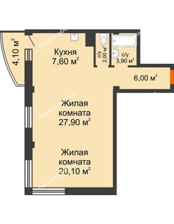2 комнатная квартира 68,7 м² - ЖК Южная Башня
