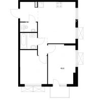 2 комнатная квартира 49,8 м² в ЖК Савин парк, дом корпус 8 - планировка