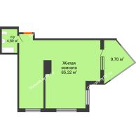 1 комнатная квартира 73,02 м² в ЖК Элегант, дом Литер 10 - планировка