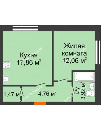 1 комнатная квартира 40,07 м² в ЖК Москва Град, дом № 63