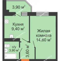 1 комнатная квартира 35 м² в ЖК Вересаево, дом Литер 15/2 - планировка