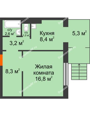 1 комнатная квартира 45,6 м² в ЖК Мичурино, дом № 3.2