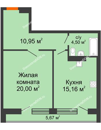 1 комнатная квартира 56,51 м² - ЖК Царское село