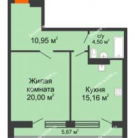 1 комнатная квартира 56,51 м², ЖК Царское село - планировка