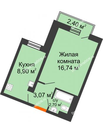 1 комнатная квартира 31,69 м² в ЖК Мечников, дом ул. Мечникова, 37